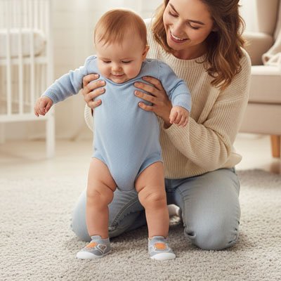 Chaussure bebe avec bébé debout