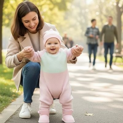 Chaussure bebe avec bébé et maman