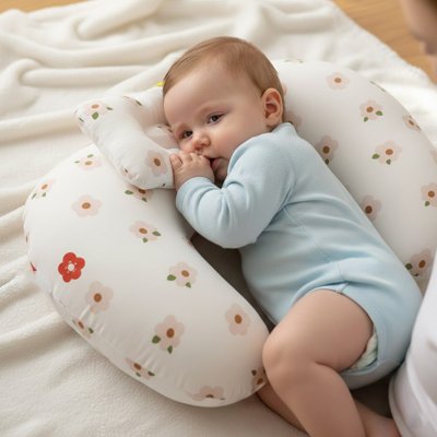 Coussin d'allaitement fleur avec bébé