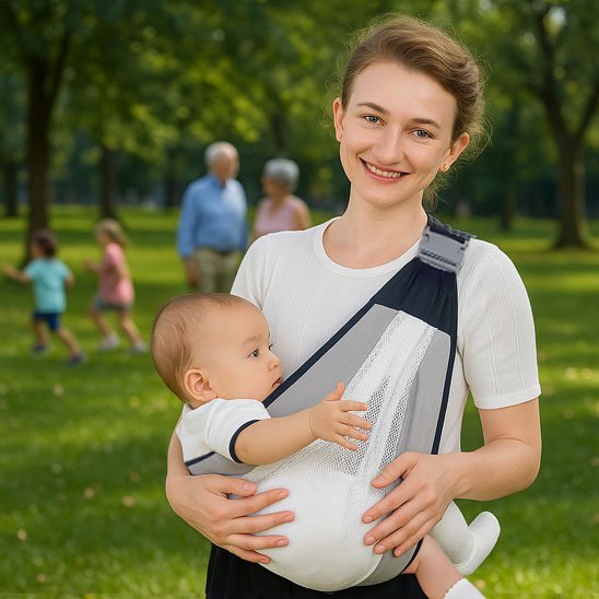 Echarpe de portage avec bébé et maman