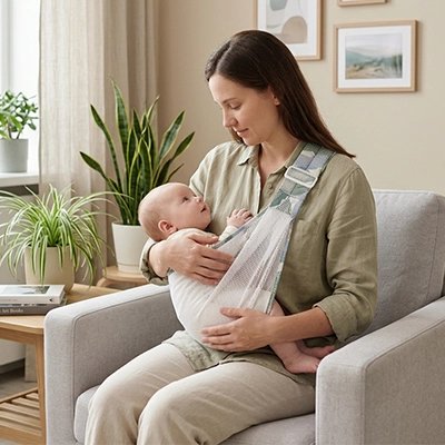 Echarpe de portage avec maman assise