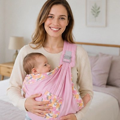 Echarpe de portage avec maman et bébé