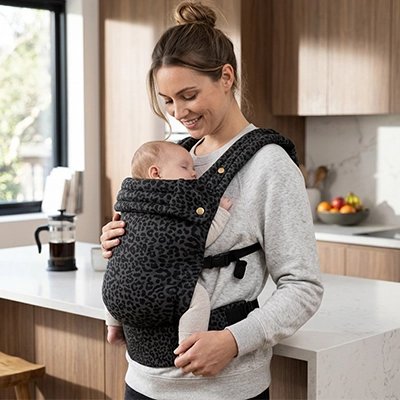 Porte bebe maman à la maison