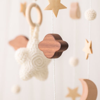 WoodDream™ I Mobile en Bois avec Boite à Musique et Support de Bois - BébéMamanEnfant